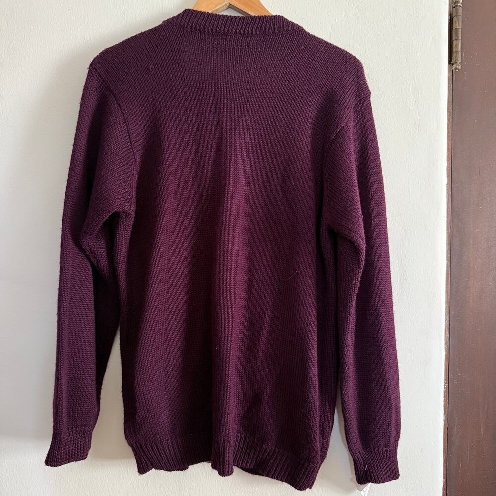 80s Vintage Alfred Dunner Burgundy Wool Blend Cardigan Embroidered Flowers | M - Picture 5 of 5